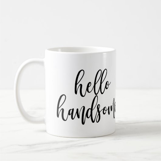 Hallo hübsches schwarzes handgeschriebenes Skript Kaffeetasse (Links)