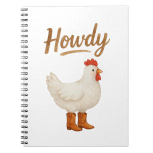 Hallo Huhn in Cowboy-Stiefeln Notizblock