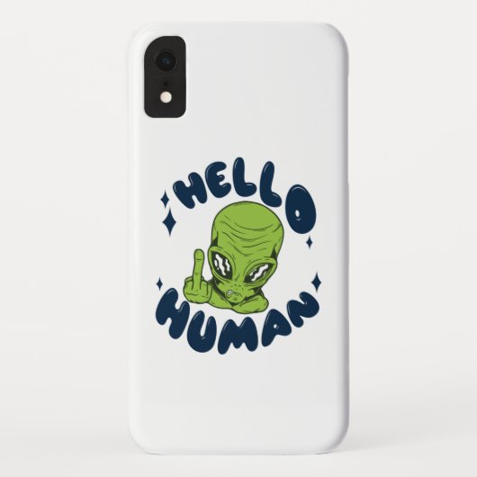 Hallo humane lustige Alien Case-Mate iPhone Hülle (Rückseite)