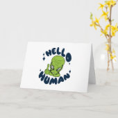 Hallo humane lustige Alien Karte (Gelbe Blume)