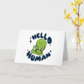 Hallo humane lustige Alien Karte (Gelbe Blume)