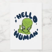 Hallo humane lustige Alien Lebensmitteletikett (Einzelnes Label)