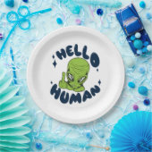 Hallo humane lustige Alien Pappteller (Party)
