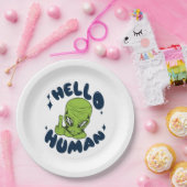 Hallo humane lustige Alien Pappteller (Party)