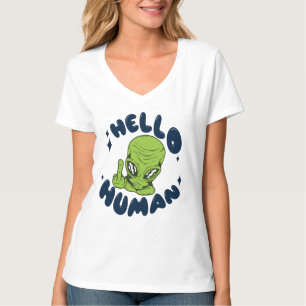 Hallo humane lustige Alien T-Shirt