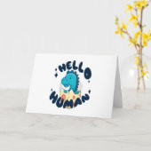 Hallo humorige Dinosaurier Karte (Gelbe Blume)