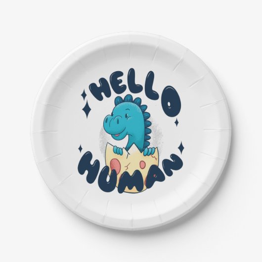 Hallo humorige Dinosaurier Pappteller (Vorderseite)