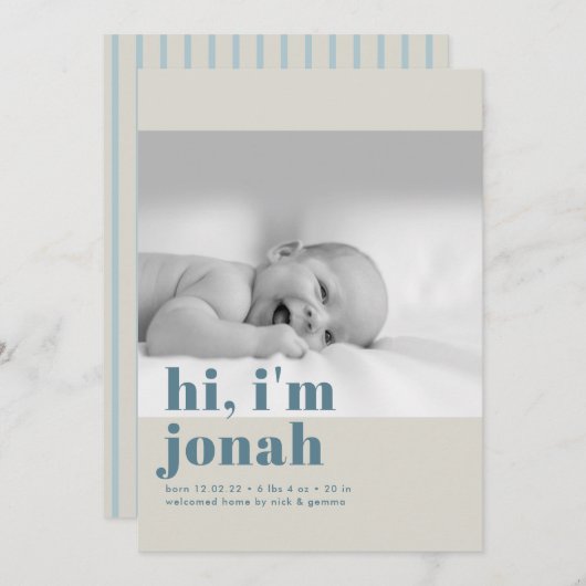 Hallo, ich bin Baby Einladung (Vorne/Hinten)