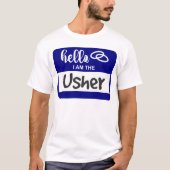 Hallo Ich bin das Usher Wedname Abzeichen T-Shirt (Vorderseite)
