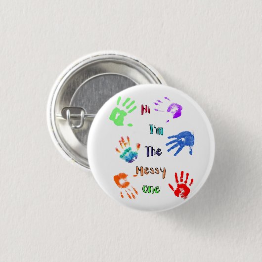Hallo, ich bin der Messy - Paint Handprints Button (Vorne & Hinten)