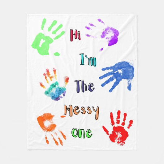 Hallo, ich bin der Messy - Paint Handprints Fleecedecke (Vorderseite)