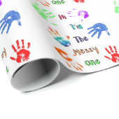 Hallo, ich bin der Messy - Paint Handprints Geschenkpapier (Rolleneckpunkt)