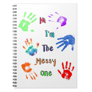 Hallo, ich bin der Messy - Paint Handprints Notizblock