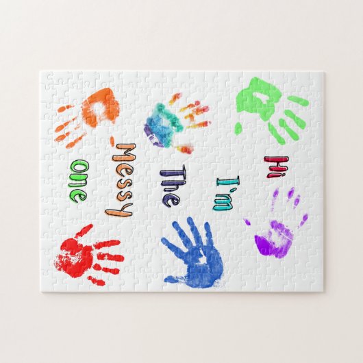 Hallo, ich bin der Messy - Paint Handprints Puzzle (Horizontal)