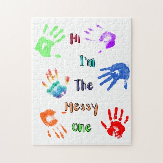Hallo, ich bin der Messy - Paint Handprints Puzzle (Vertikal)