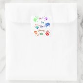 Hallo, ich bin der Messy - Paint Handprints Quadratischer Aufkleber (Tasche)