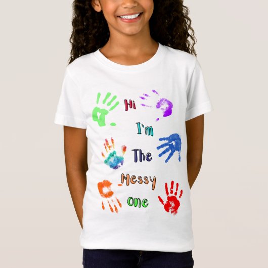 Hallo, ich bin der Messy - Paint Handprints T-Shirt (Vorderseite)
