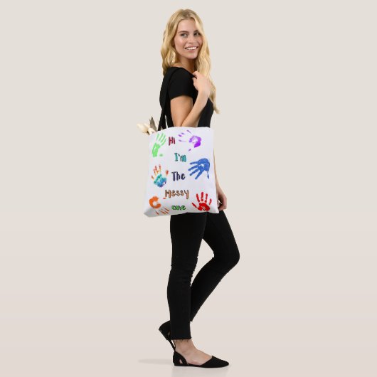 Hallo, ich bin der Messy - Paint Handprints Tasche (Am Model)