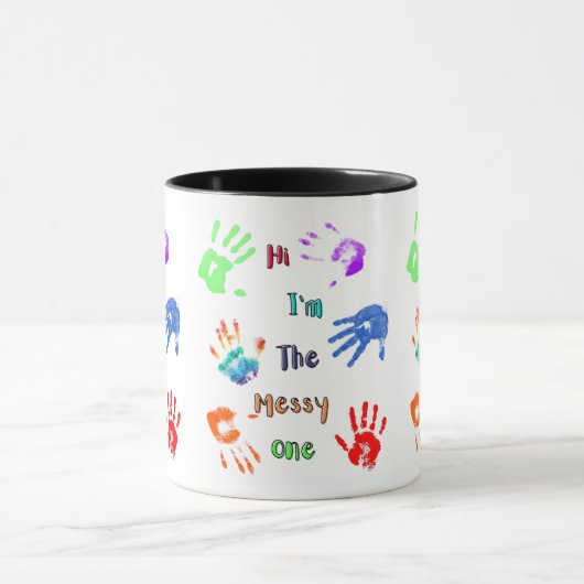 Hallo, ich bin der Messy - Paint Handprints Tasse (Zentrum)