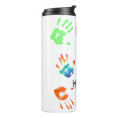 Hallo, ich bin der Messy - Paint Handprints Thermosbecher (Nach links gedreht)