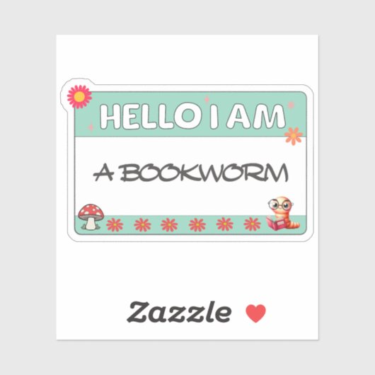 Hallo, ich bin ein Buchwurm Buch Lover Funny Aufkleber (Blatt)