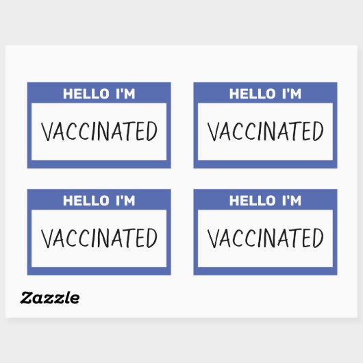 Hallo, ich bin geimpft rechteckiger aufkleber (Blatt)