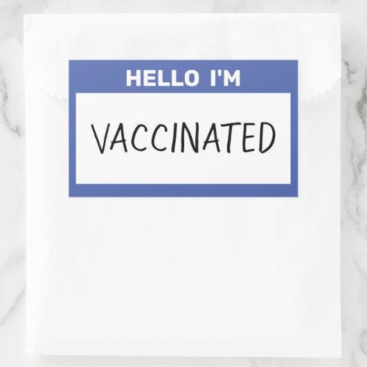 Hallo, ich bin geimpft rechteckiger aufkleber (Tasche)