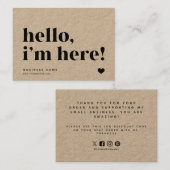 Hallo, ich bin hier | Branding Vielen Dank Beisetz Visitenkarte (Vorne/Hinten)