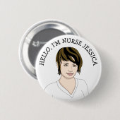 Hallo, ich bin Krankenschwester Name Button (Vorne & Hinten)