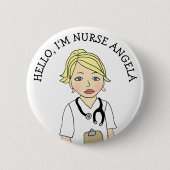 Hallo, ich bin Krankenschwester Name hinzufügen Button (Vorderseite)
