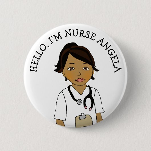 Hallo, ich bin Krankenschwester Name hinzufügen Button (Vorderseite)