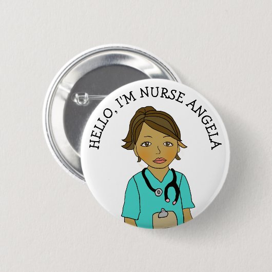 Hallo, ich bin Krankenschwester Name hinzufügen Button (Vorne & Hinten)