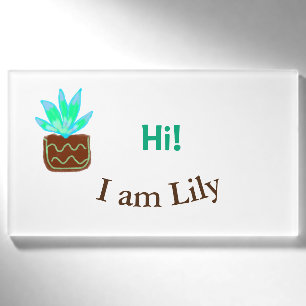 Hallo Ich bin Lily cactus succulent hinzufügen Nam Namenschild