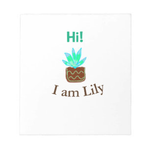 Hallo Ich bin Lily cactus succulent hinzufügen Nam Notizblock
