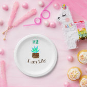 Hallo Ich bin Lily cactus succulent hinzufügen Nam Pappteller (Party)