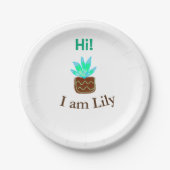 Hallo Ich bin Lily cactus succulent hinzufügen Nam Pappteller (Vorderseite)