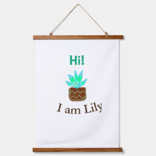 Hallo Ich bin Lily cactus succulent hinzufügen Nam Wandteppich Mit Holzrahmen