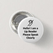 Hallo ! Ich bin Lip Reader Bitte sprechen Sie deut Button (Vorne & Hinten)