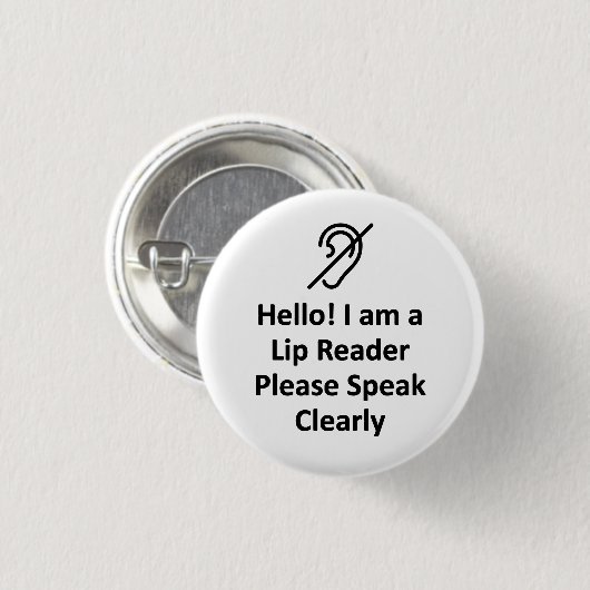 Hallo ! Ich bin Lip Reader Bitte sprechen Sie deut Button (Vorne & Hinten)