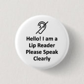 Hallo ! Ich bin Lip Reader Bitte sprechen Sie deut Button (Vorderseite)