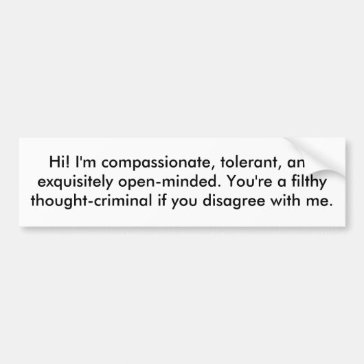Hallo! Ich bin mitfühlend, tolerant und Autoaufkleber (Vorne)