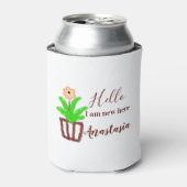 Hallo Ich bin neu hier Baby Dusche Kinder Blumenbl Dosenkühler (Kanne Vorderseite)