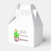 Hallo Ich bin neu hier Baby Dusche Kinder Blumenbl Geschenkschachtel (Rückseite)