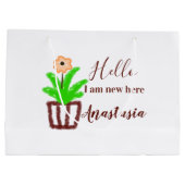 Hallo Ich bin neu hier Baby Dusche Kinder Blumenbl Große Geschenktüte (Rückseite)