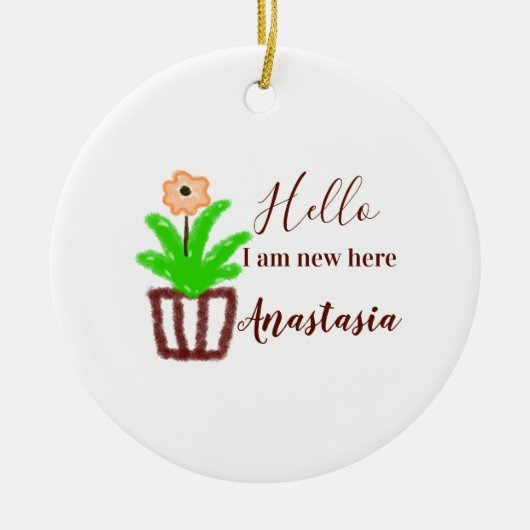 Hallo Ich bin neu hier Baby Dusche Kinder Blumenbl Keramik Ornament (Vorne)