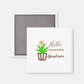 Hallo Ich bin neu hier Baby Dusche Kinder Blumenbl Magnet (Vorderseite/Rückseite)