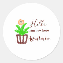 Hallo Ich bin neu hier Baby Dusche Kinder Blumenbl Runder Aufkleber