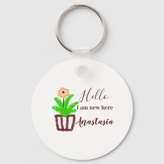 Hallo Ich bin neu hier Baby Dusche Kinder Blumenbl Schlüsselanhänger (Vorderseite)