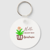 Hallo Ich bin neu hier Baby Dusche Kinder Blumenbl Schlüsselanhänger (Rückseite)