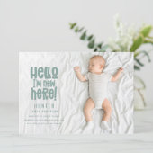 Hallo, ich bin neu hier, die moderne geburtenartig ankündigung (Stehend Vorderseite)